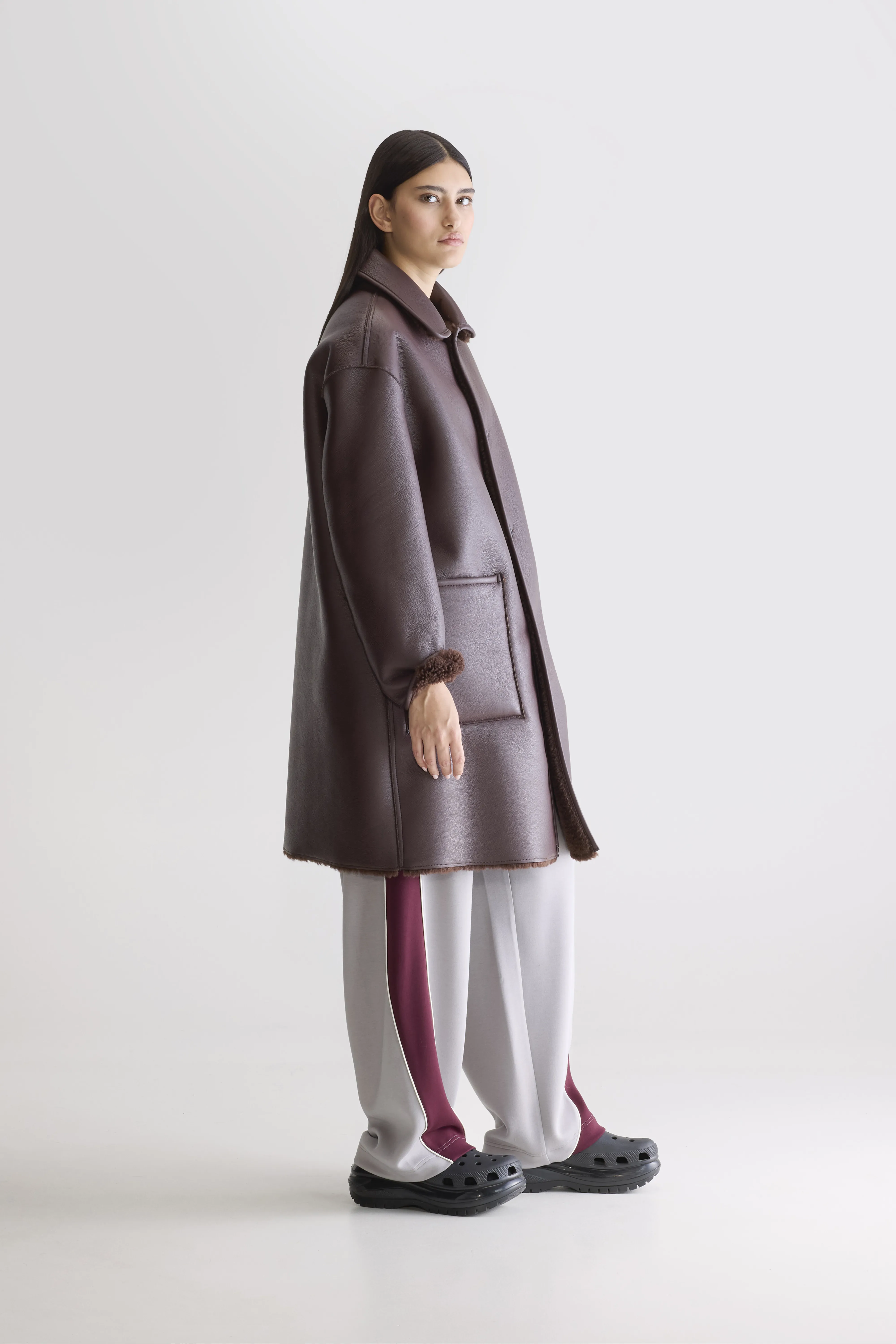 Easton long coat (252 / W / DARK ROAST) - Image 5