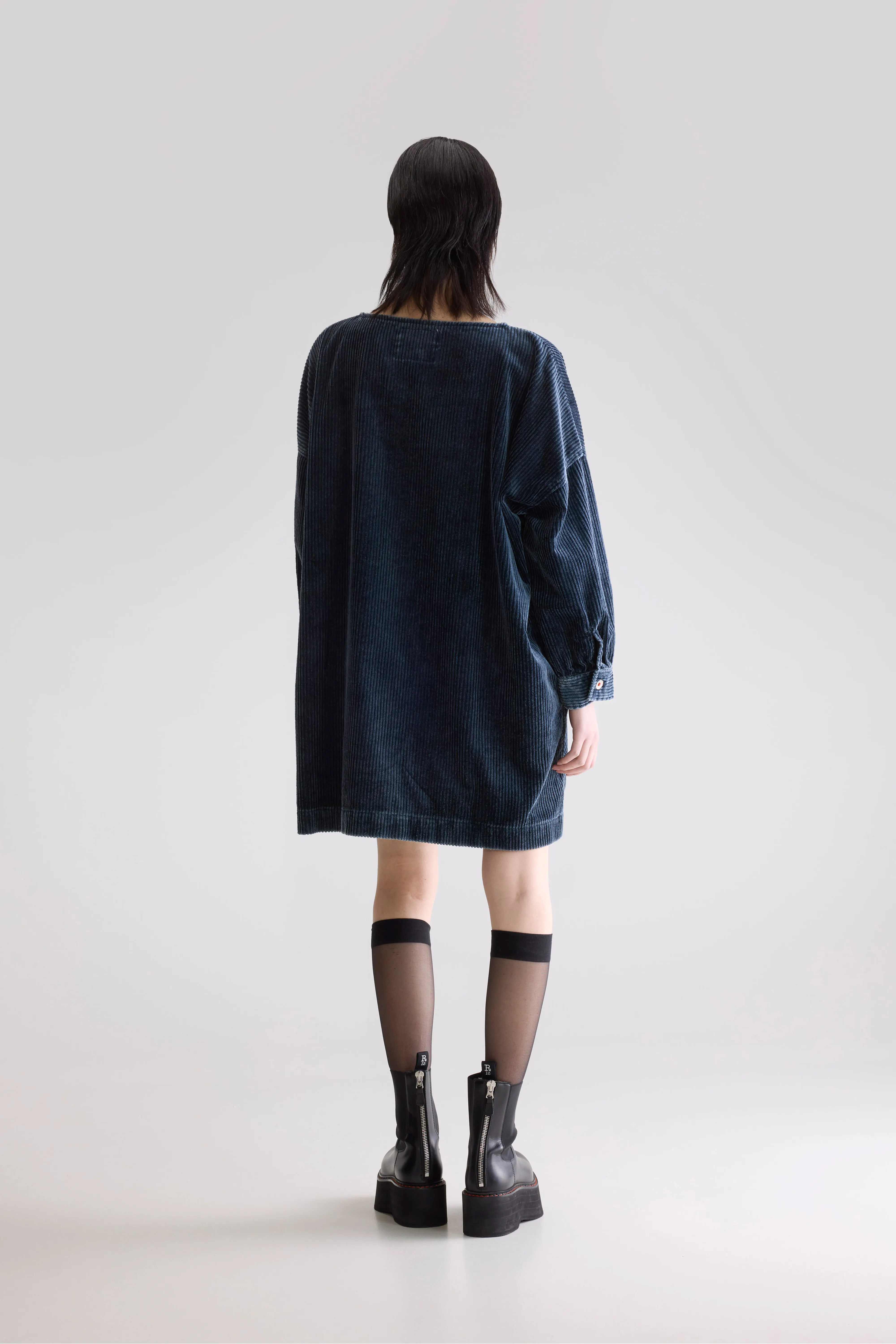 Past corduroy dress (252 / W / BLACK BLUE) - Image 3