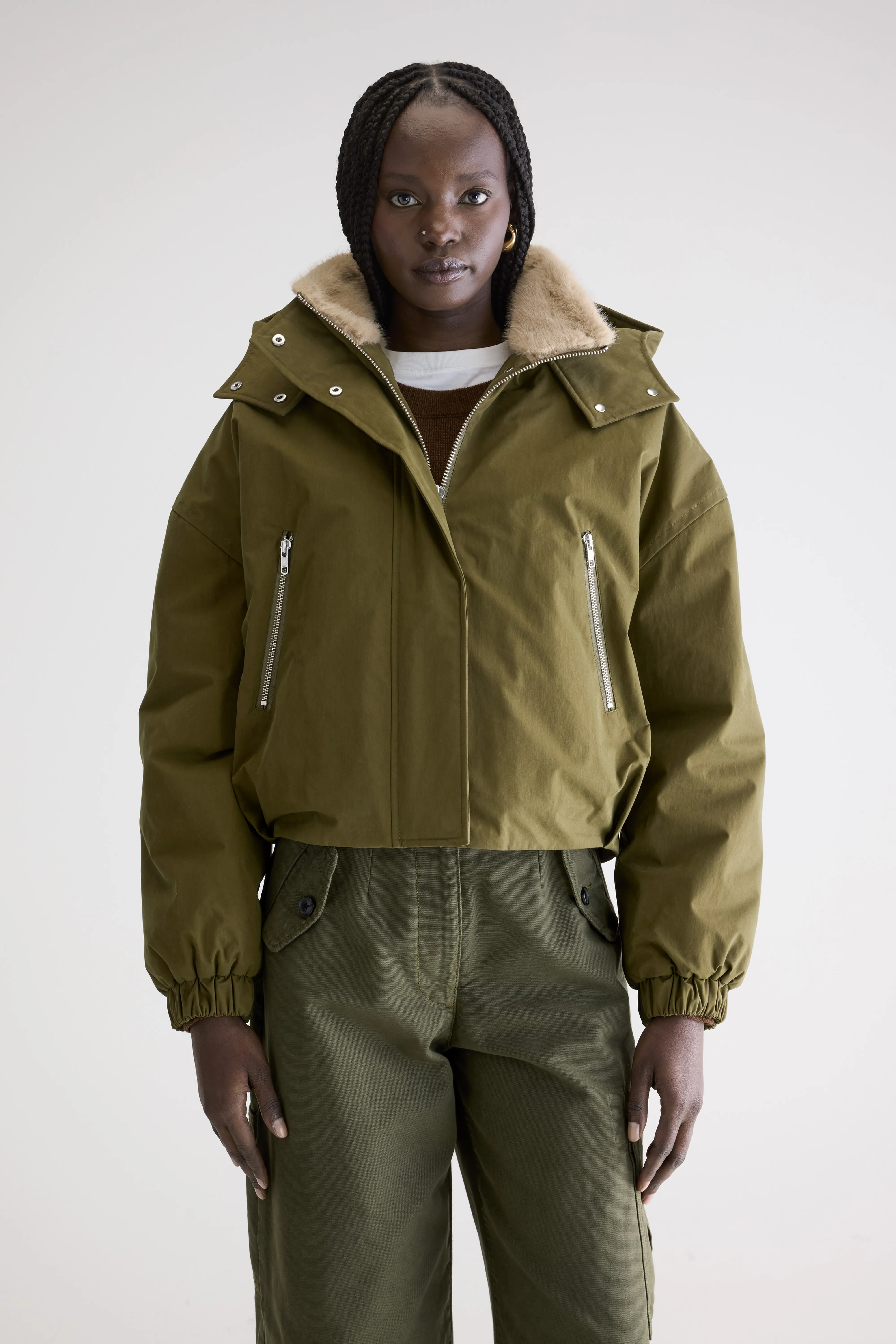 Herna cropped jacket (252 / W / MILITARY) - Image 2