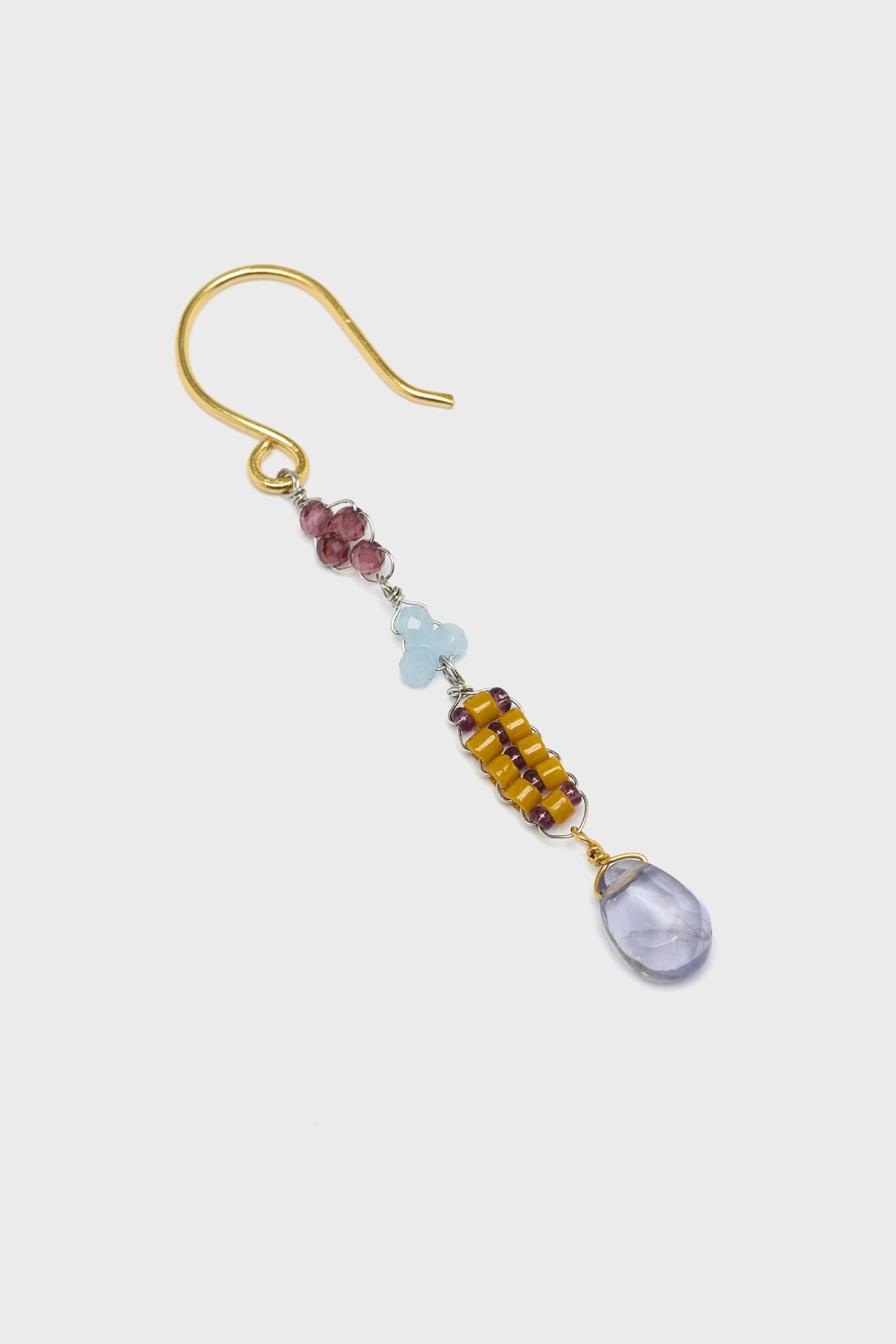 Asymmetric Iolite Drop Earrings  (252 / W / MULTICOLOR) - Image 4