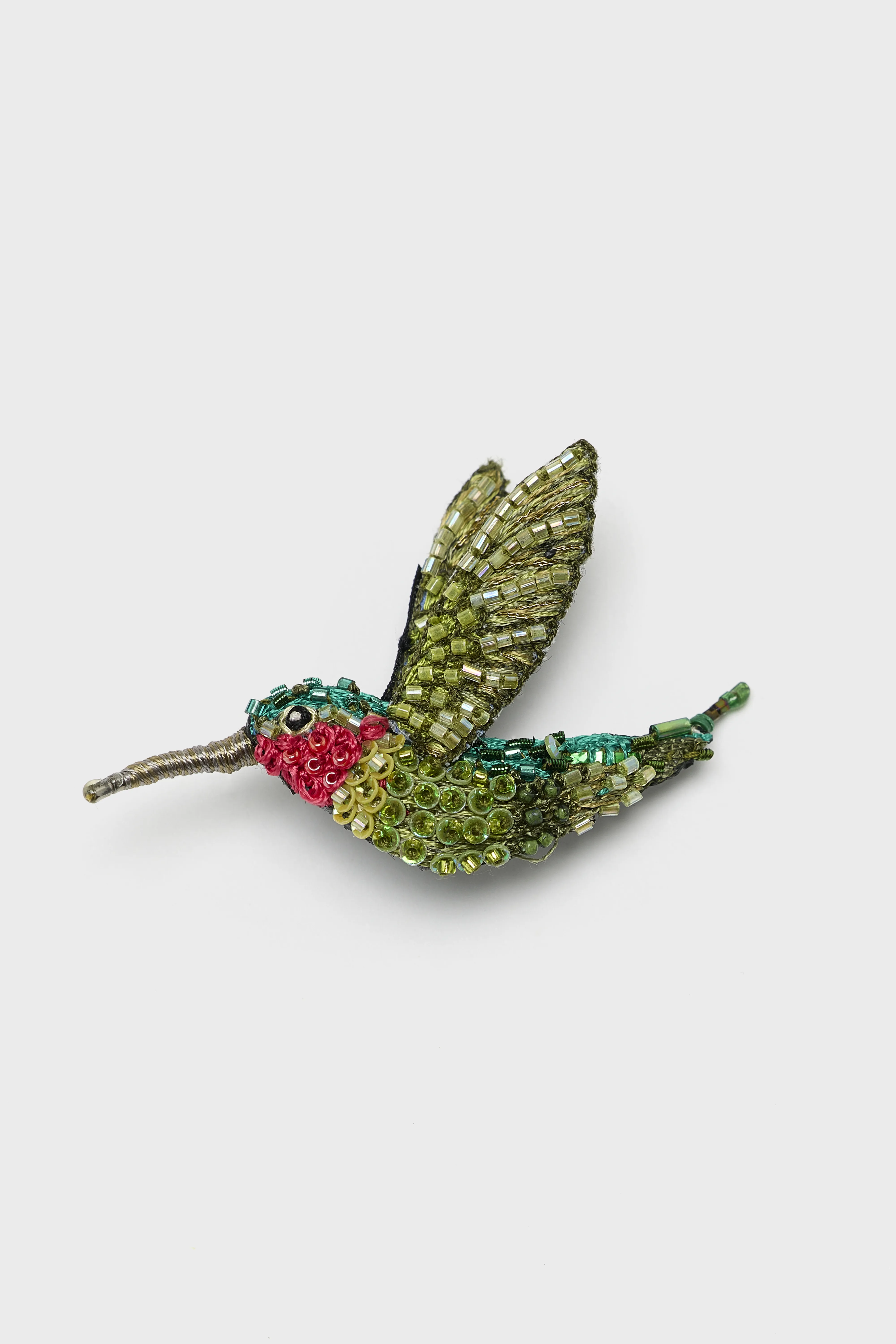 Ruby Throated Hummingbird Brooch Pin  (252 / W / GREEN) - Image 3