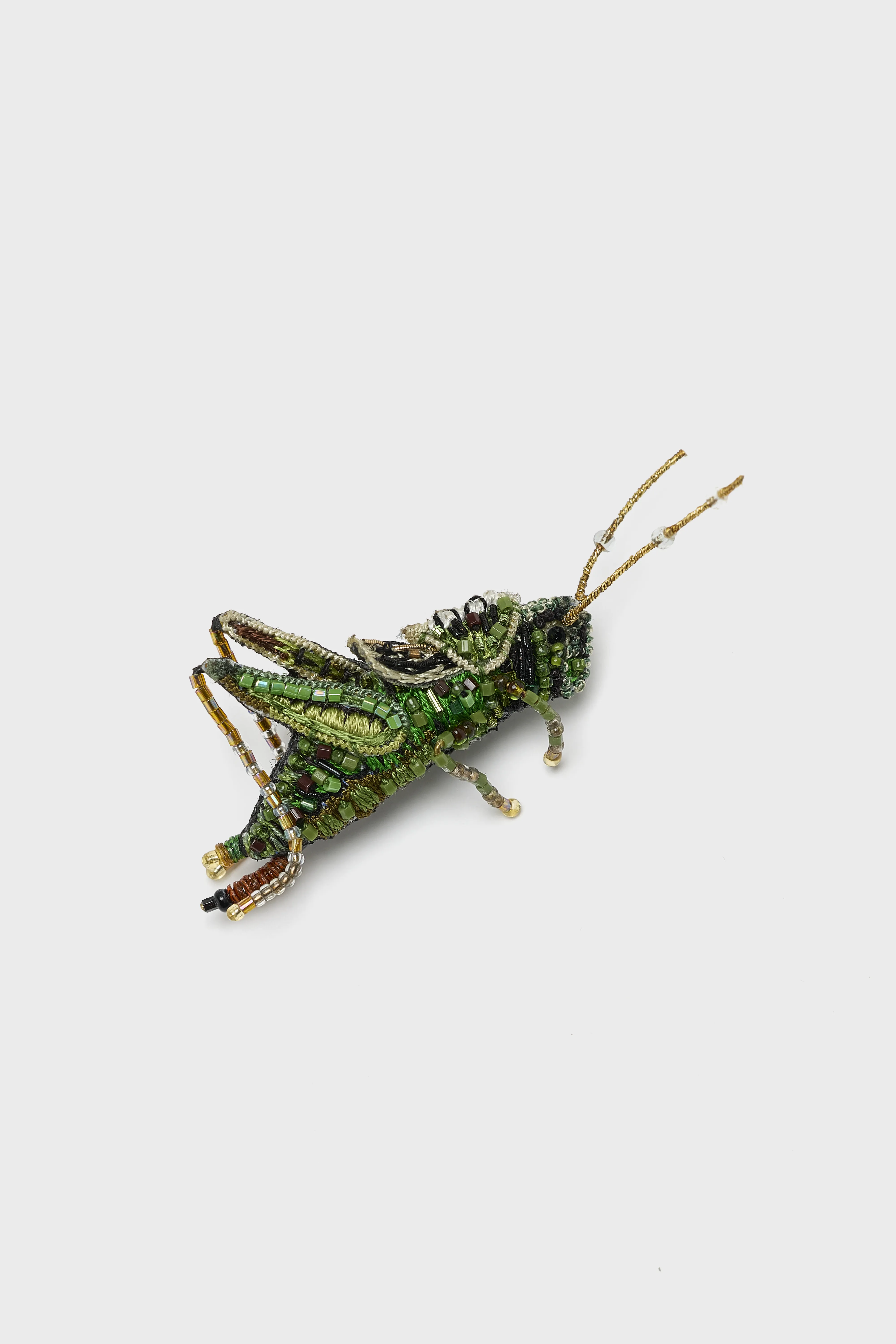 Two Striped Grasshopper Brooch Pin (252 / W / GREEN) - Image 3