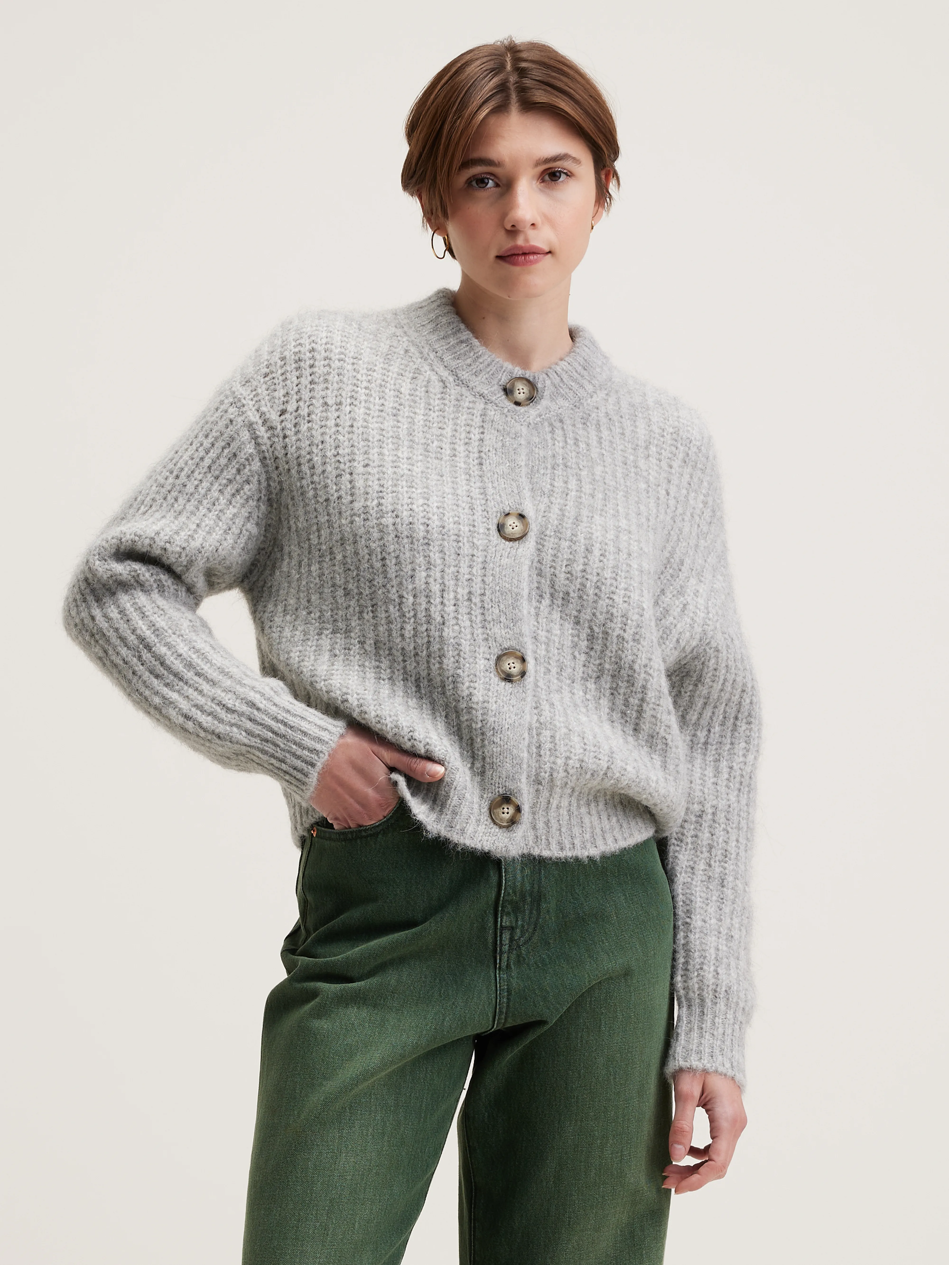 Adyka rib-knit cardigan (242 / W / LIGHT GREY) - Image 2