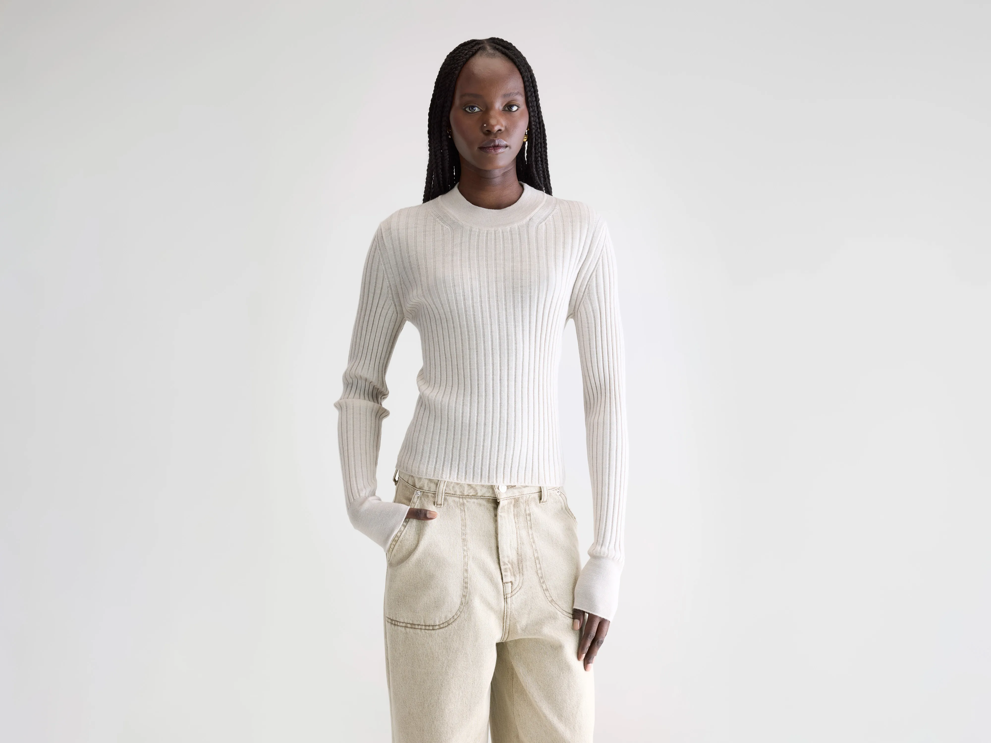 Aslyt slim sweater (252 / W / WHISPER)