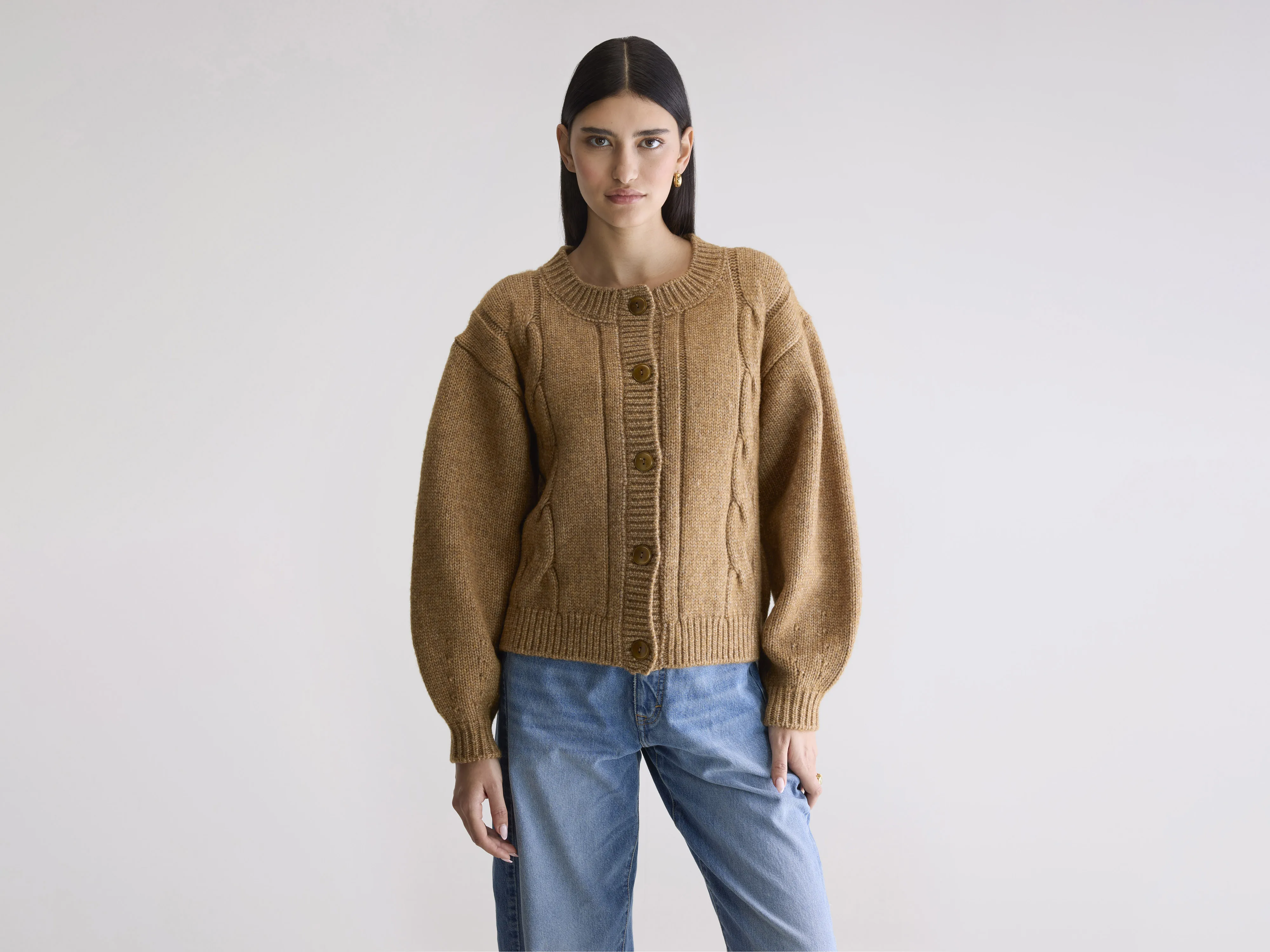 Dico chunky cardigan (252 / W / BISCUIT)