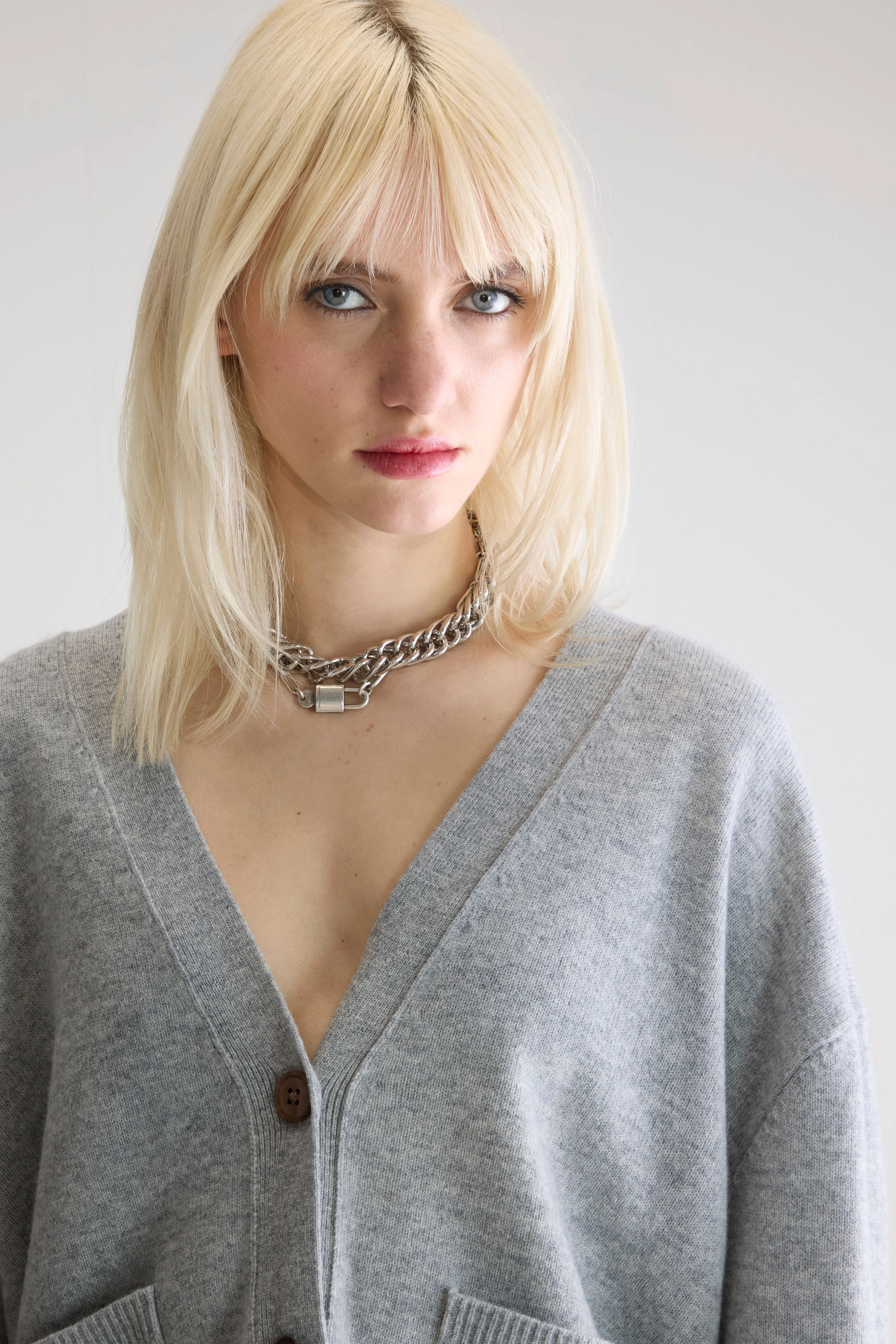 Gakkin boxy cardigan (252 / W / LIGHT GREY) - Image 5