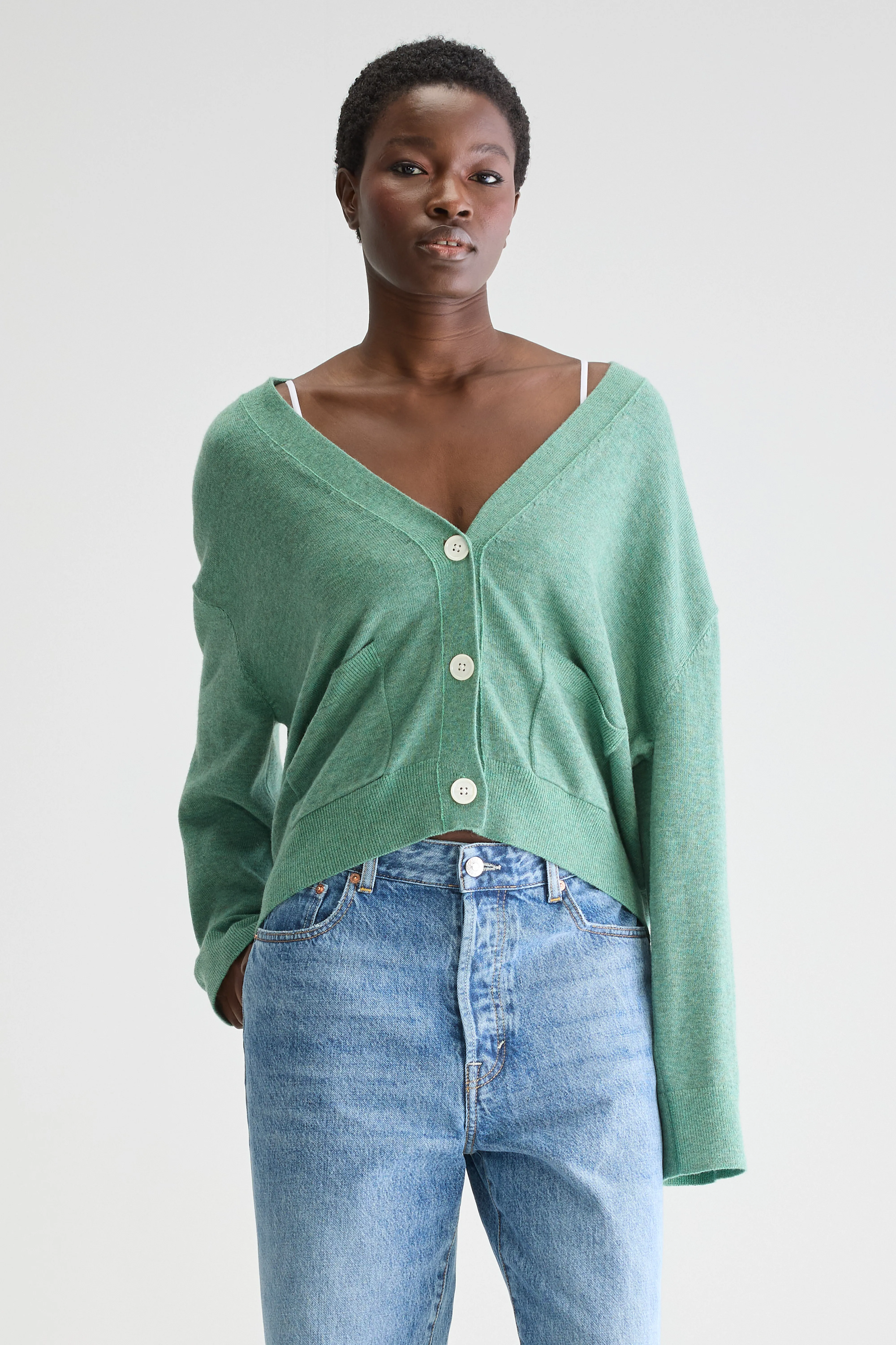 Gakkin v-neck cardigan (251 / W / PRAIRIE) - Image 2