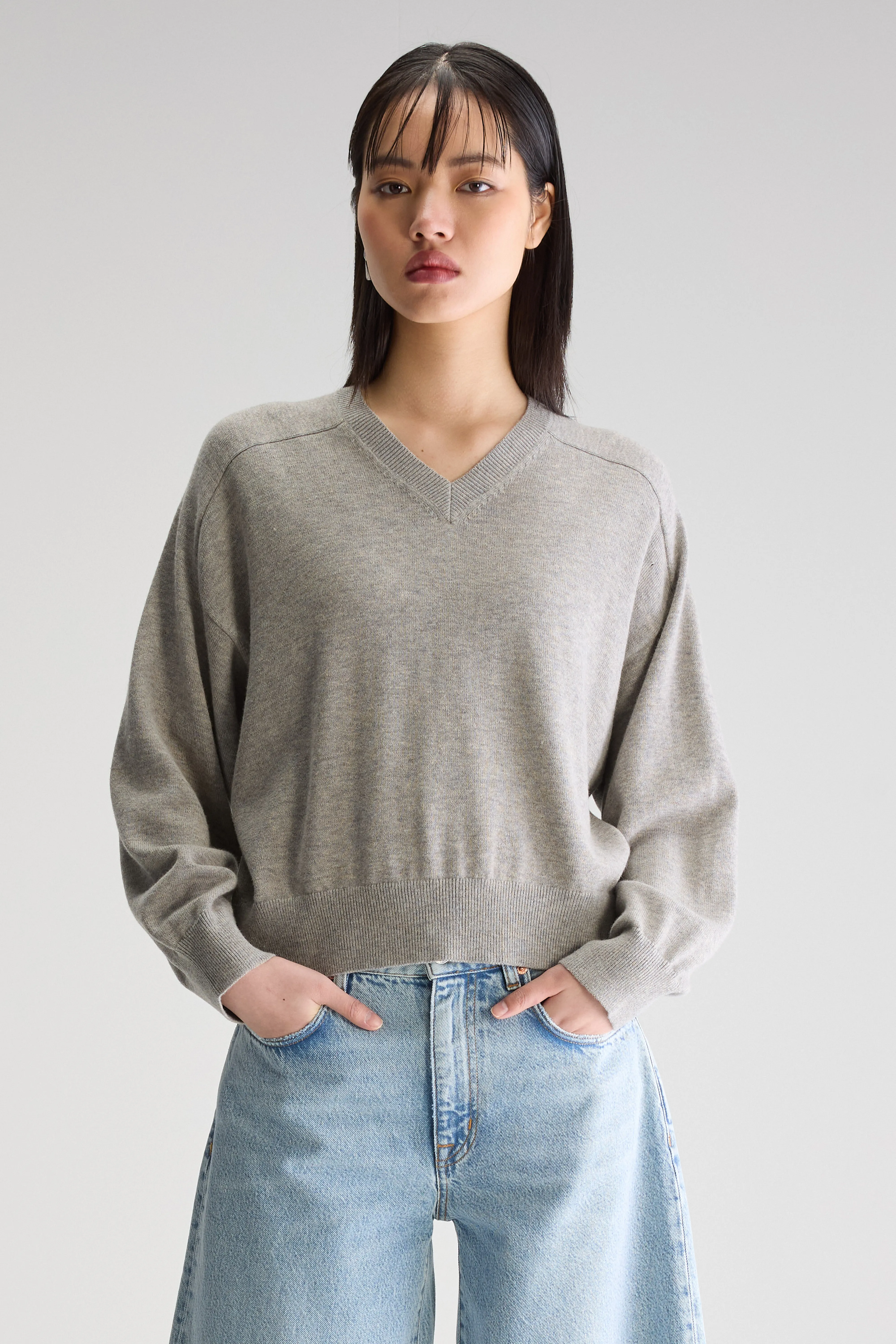 Gakor v-neck sweater (251 / W / H. GREY) - Image 2