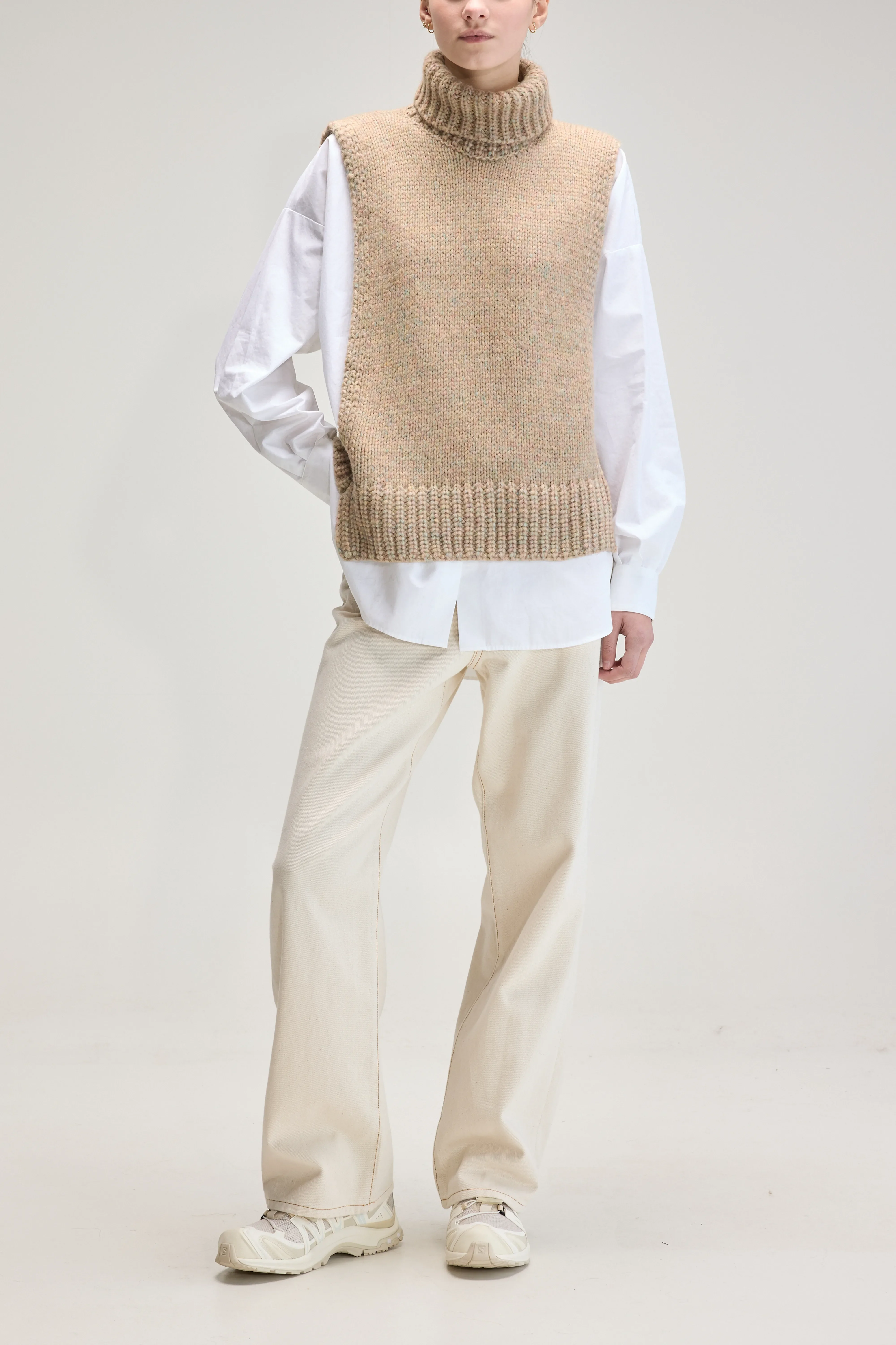 Upcycled Sleeveless Sweater (UPC / W / ARGILE) - Image 3