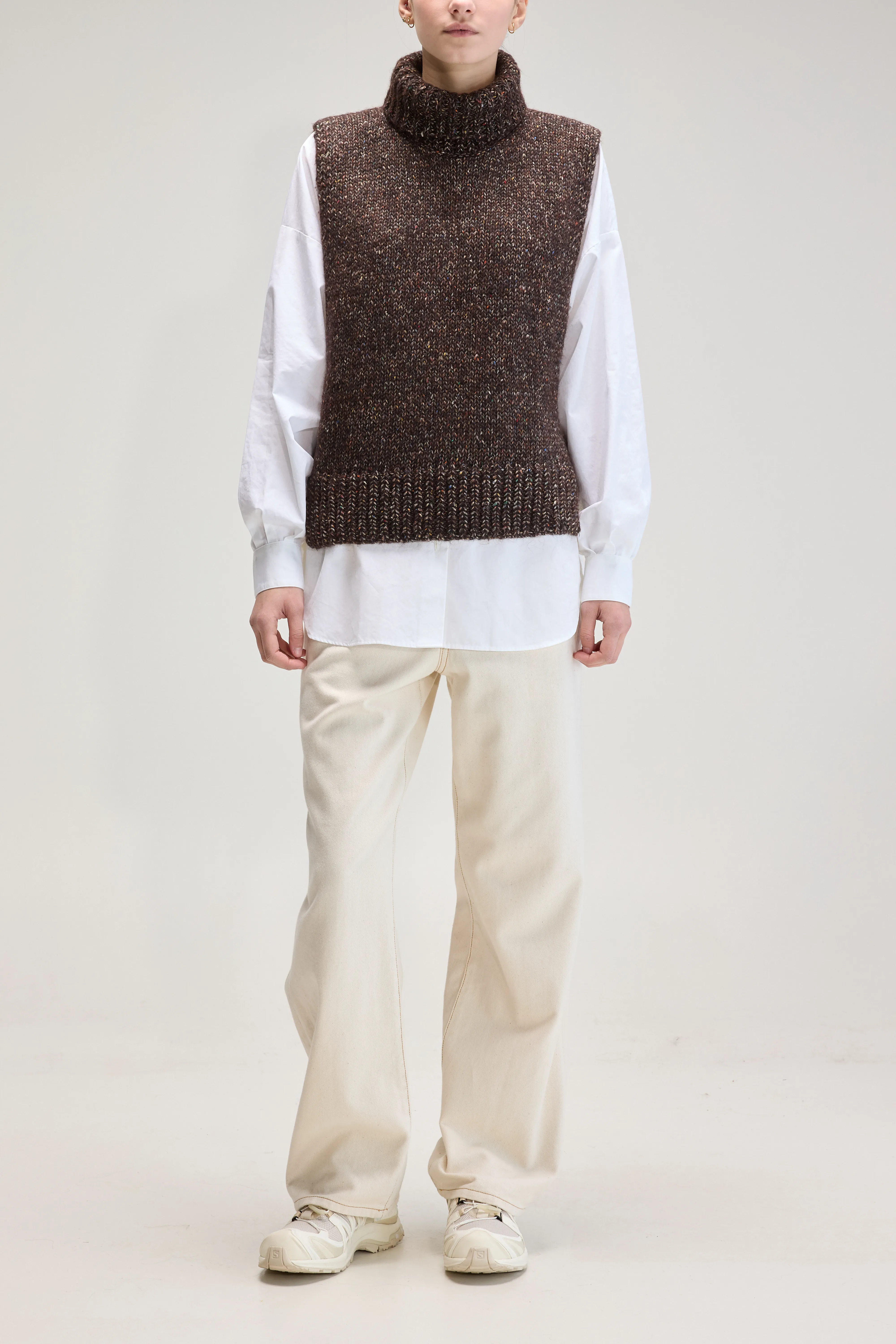 Upcycled Sleeveless Sweater (UPC / W / COFFEE) - Image 3