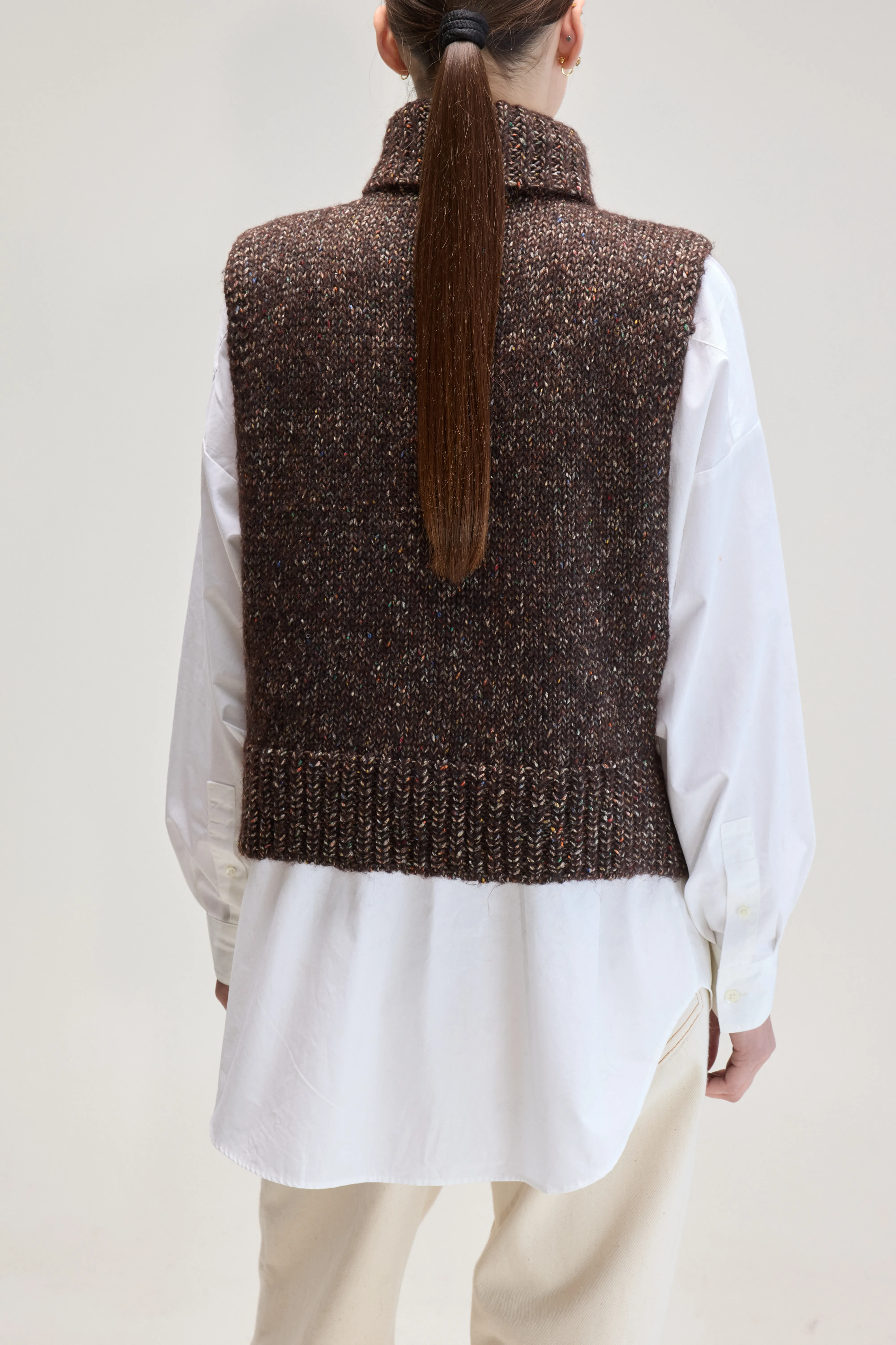 Upcycled Sleeveless Sweater (UPC / W / COFFEE) - Image 4
