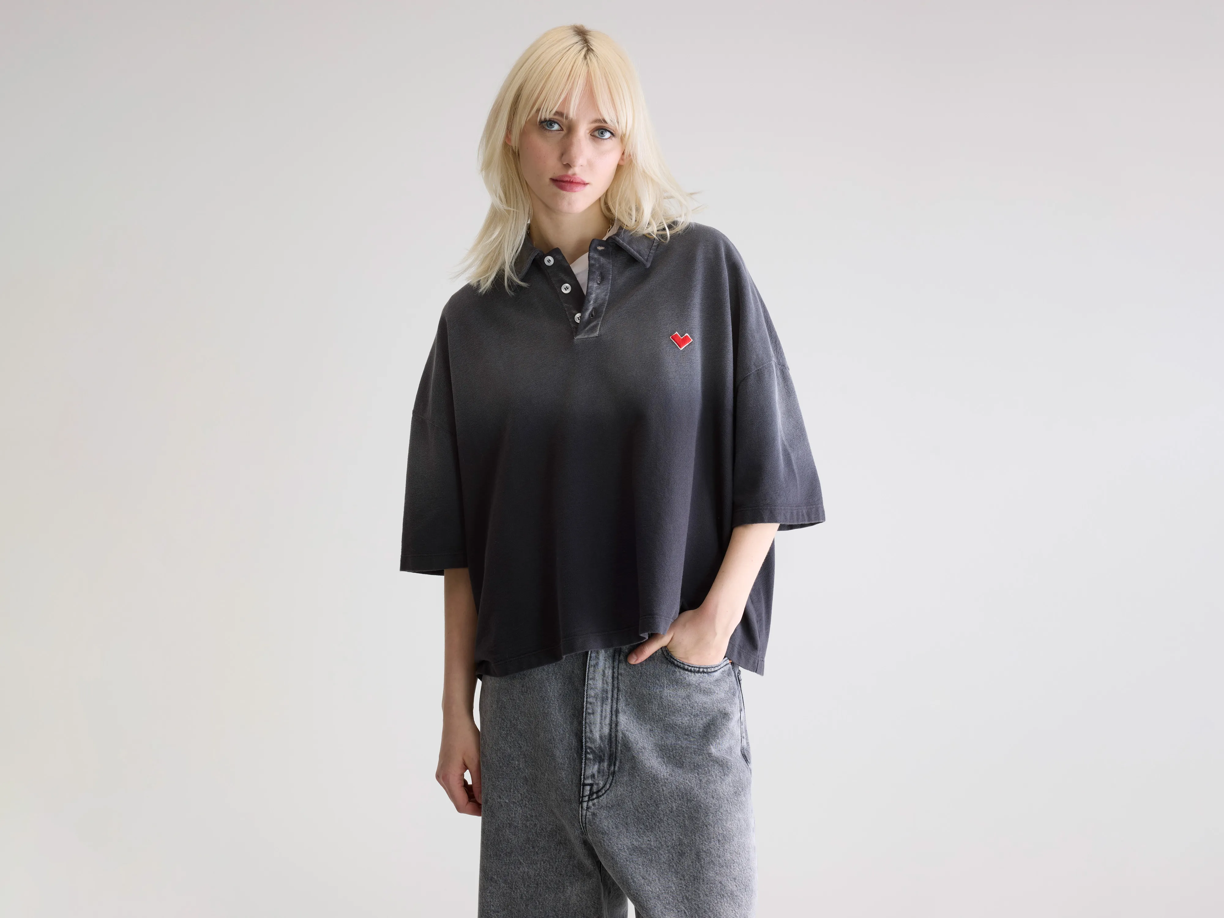 Foolo short-sleeve polo (252 / W / BLACK BLUE)