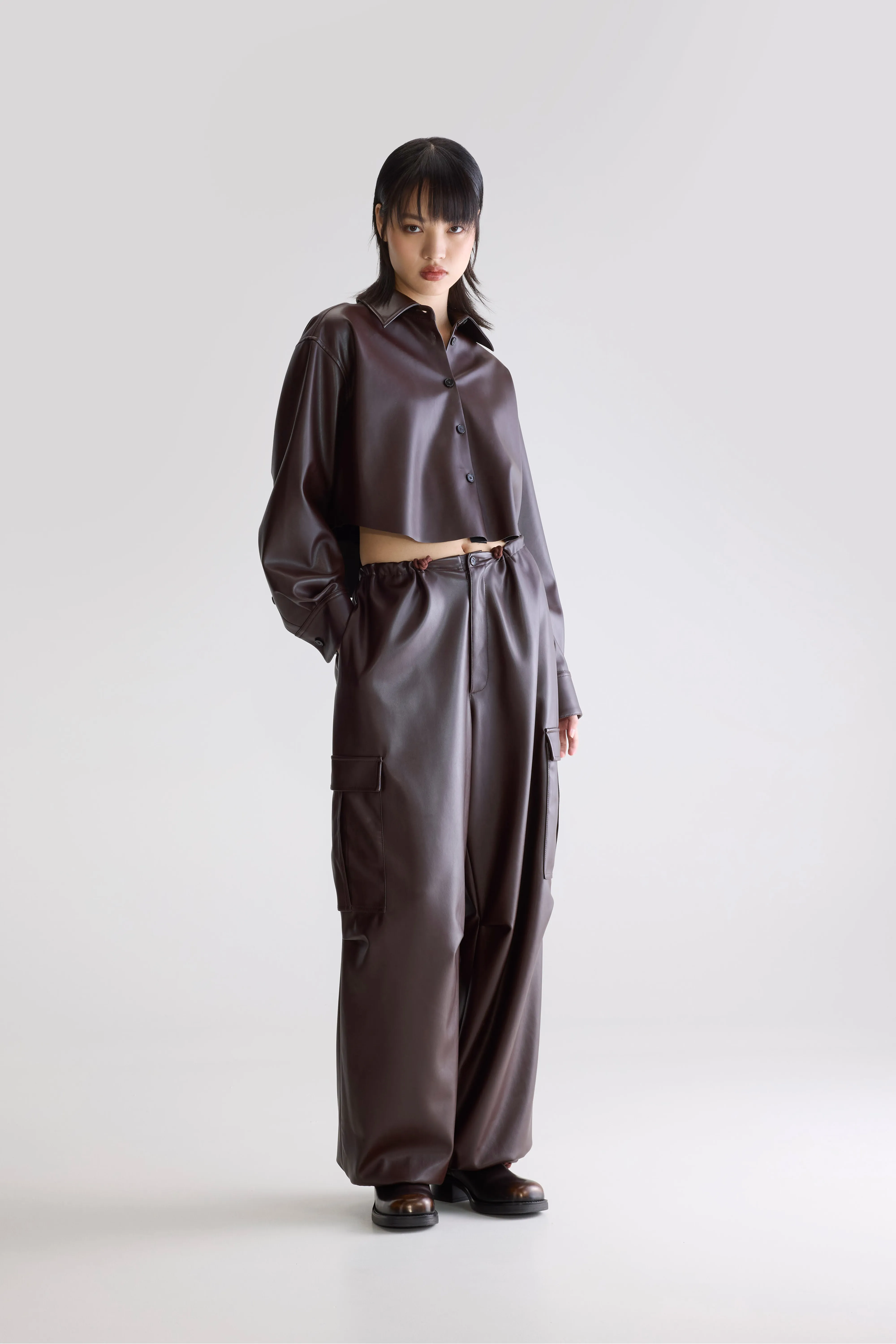 Johann faux leather shirt (252 / W / EBENE) - Image 3