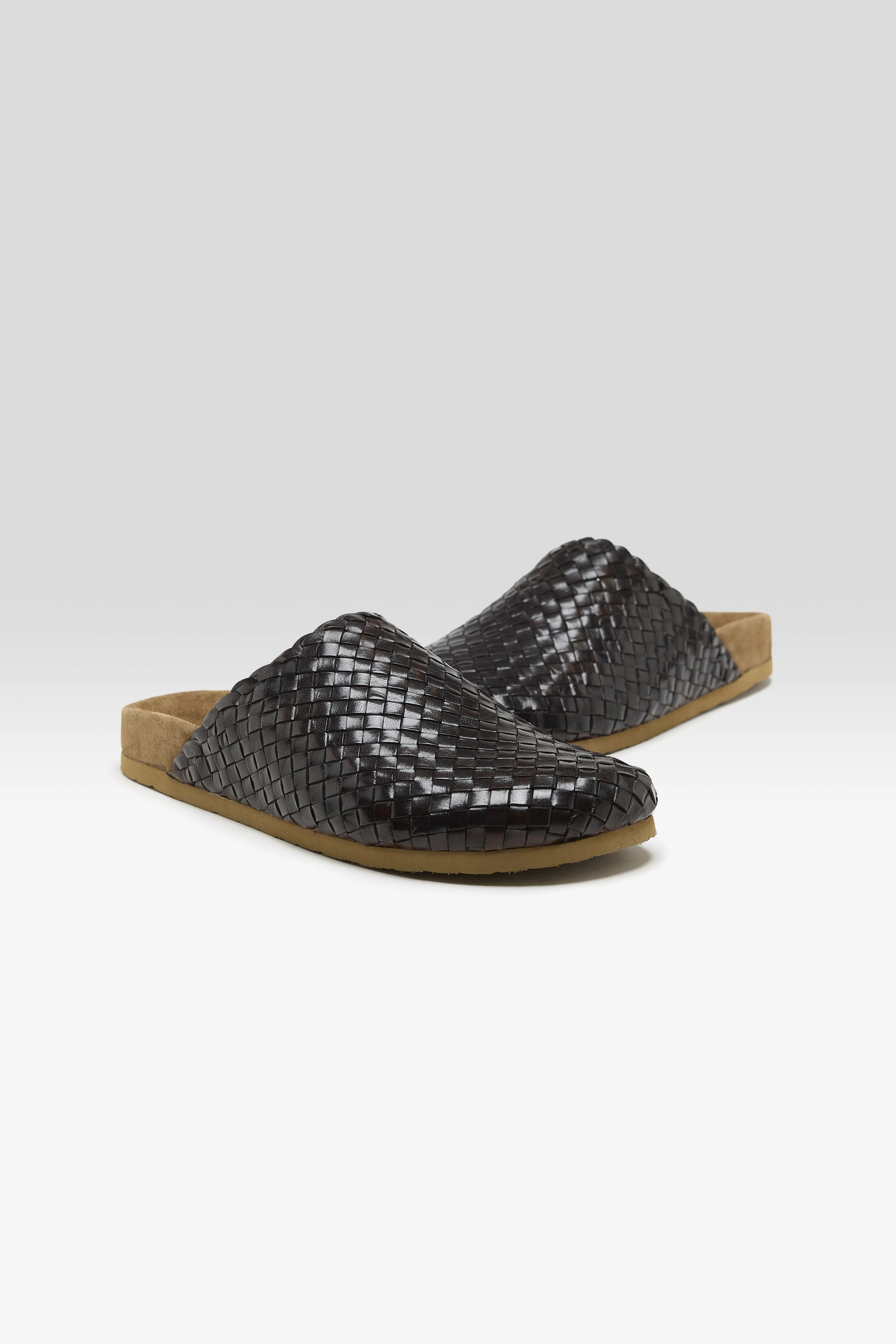 Woven Leather Mule Sandals  (251 / W / BROWN) - Image 3