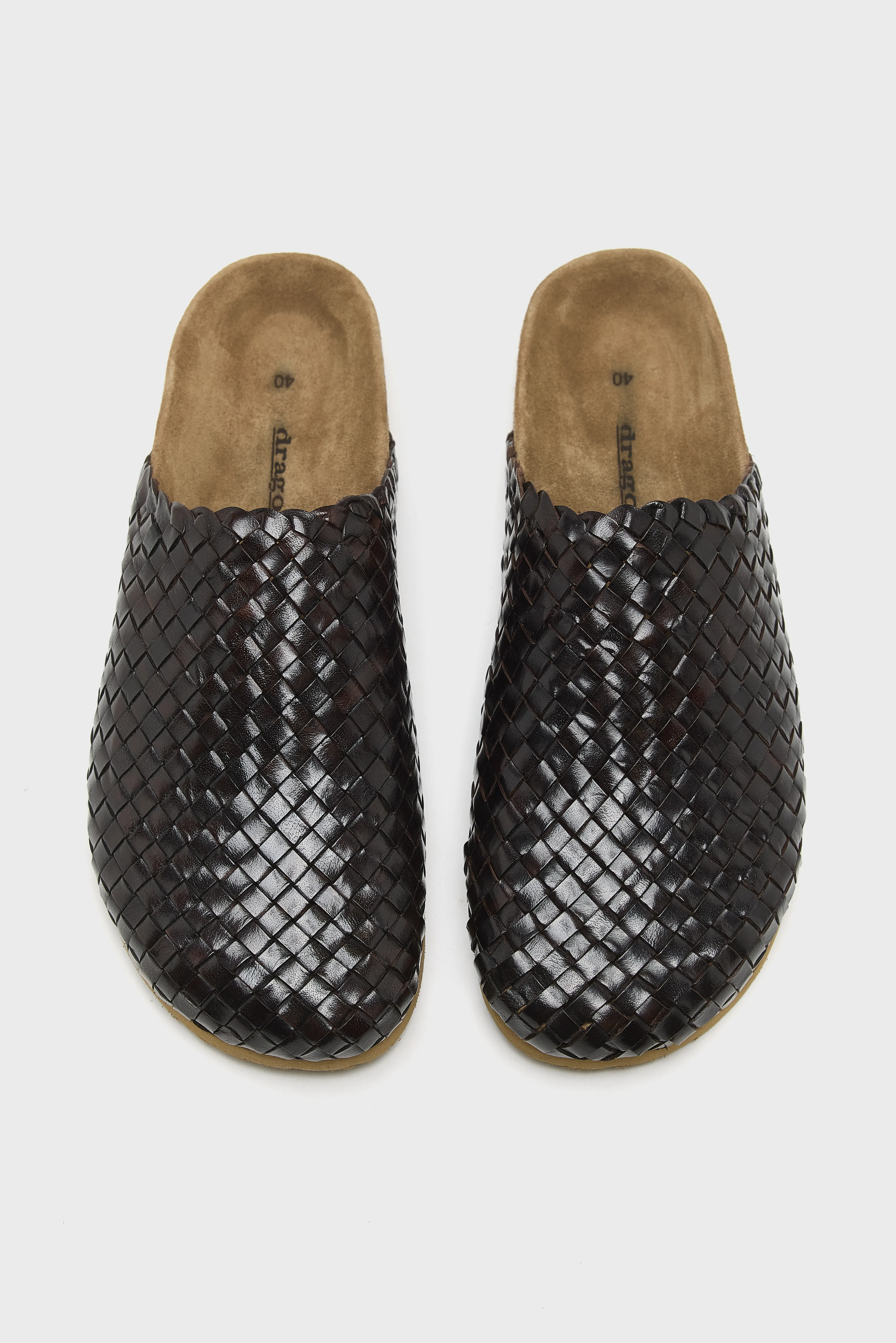Woven Leather Mule Sandals  (251 / W / BROWN) - Image 4