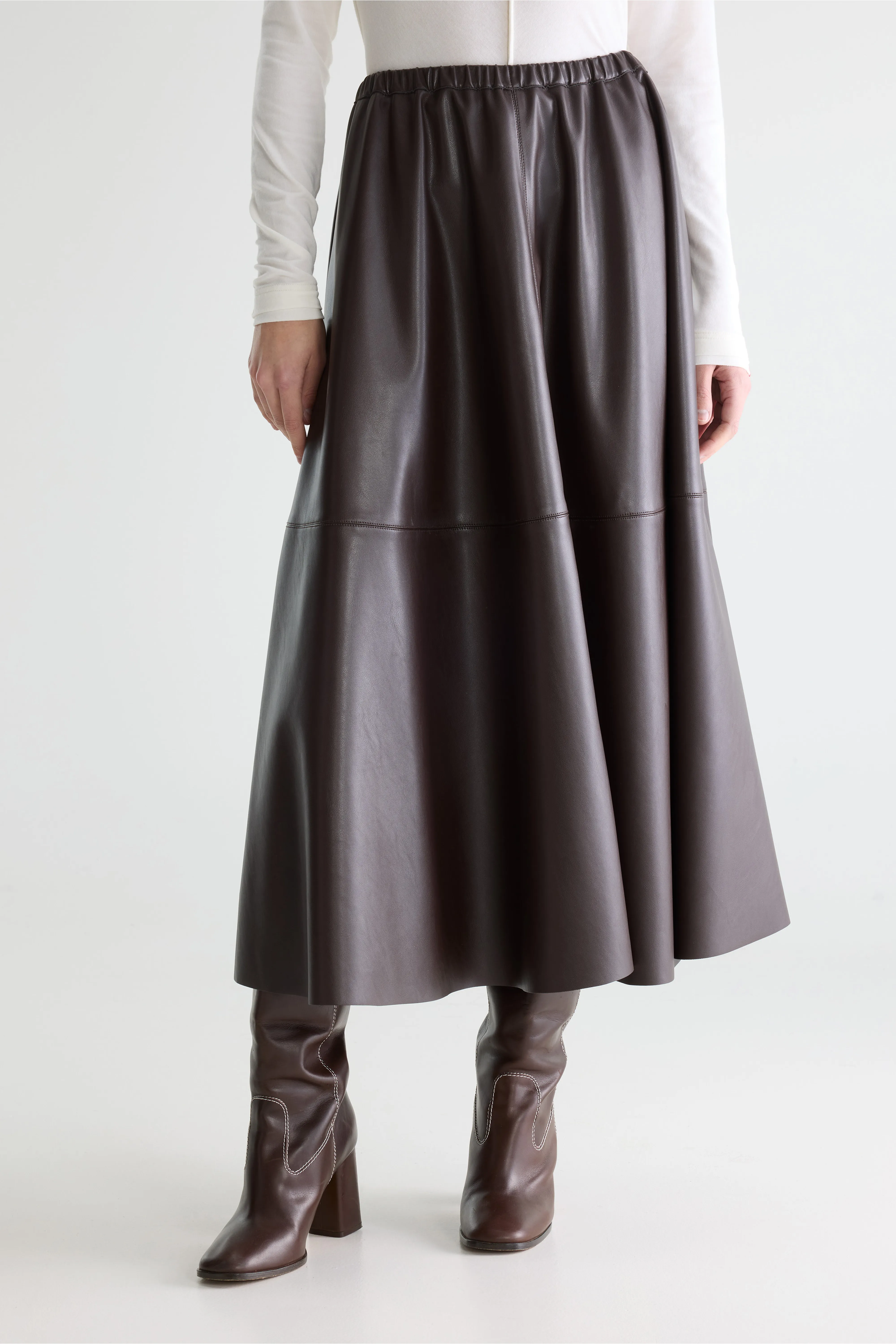 Hezra faux-leather long skirt (261 / W / DARK ROAST) - Image 3