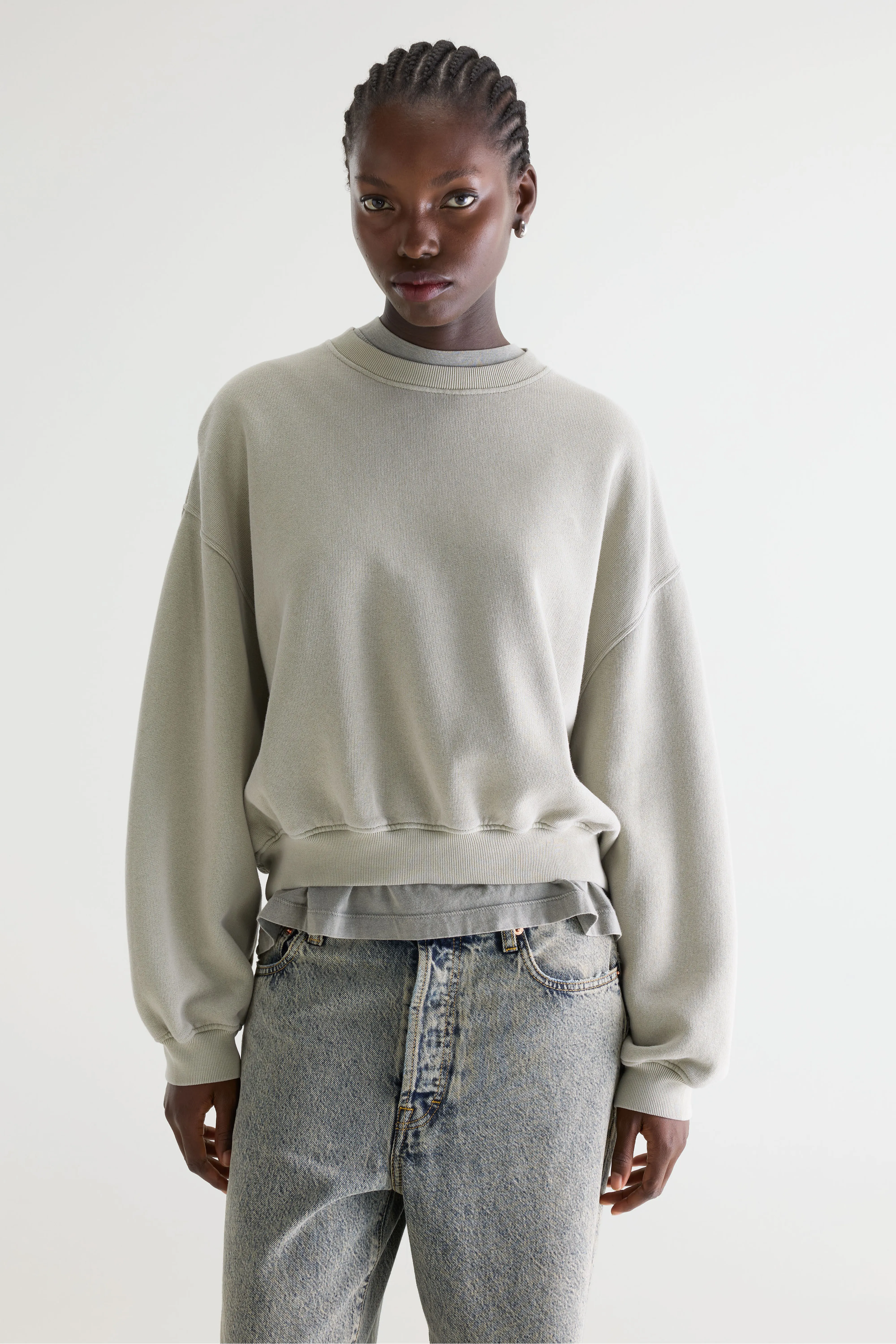 Fancy cropped crewneck sweatshirt (261 / W / JADEITE) - Image 2