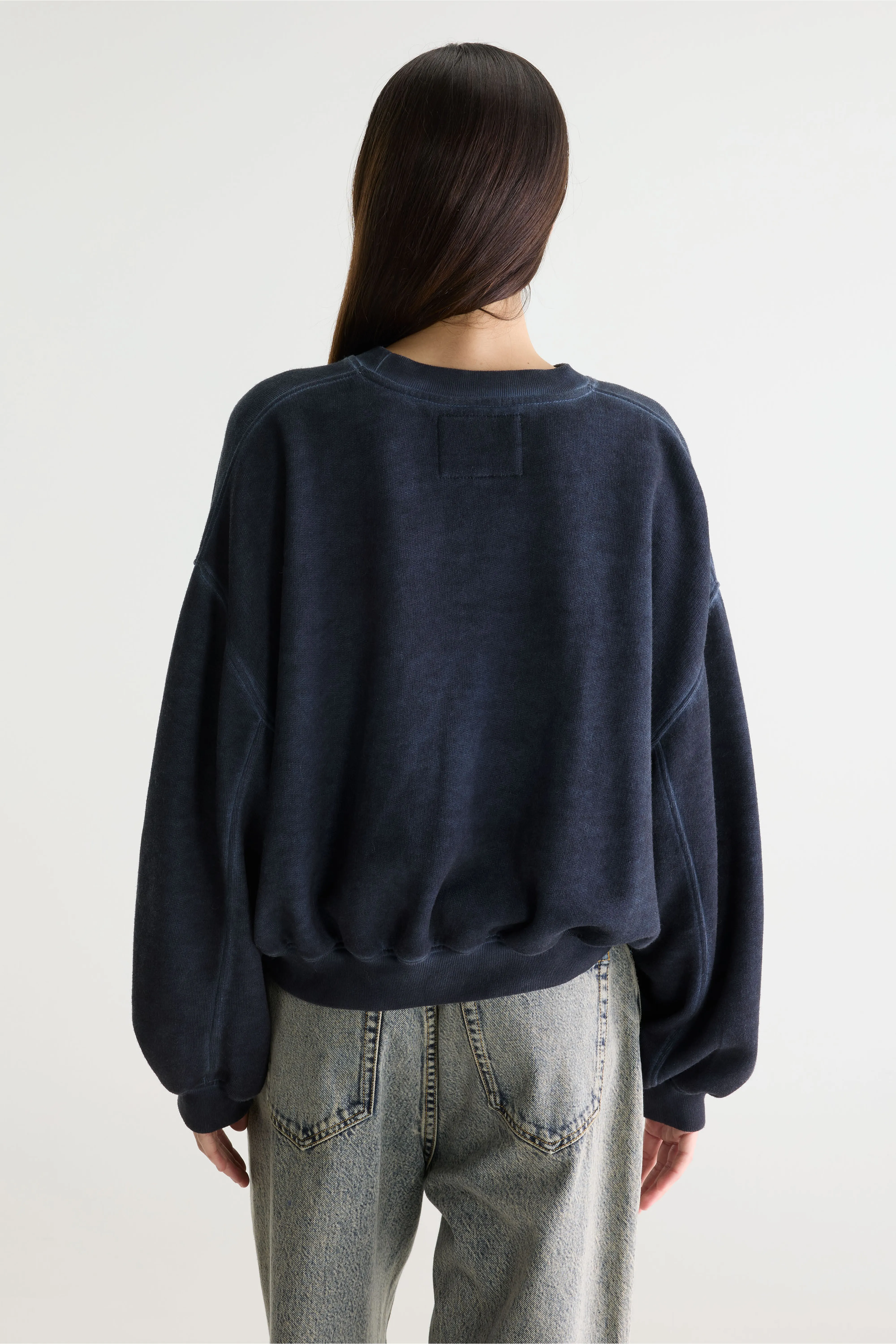 Fancy cropped crewneck sweatshirt (261 / W / NAVY) - Image 4