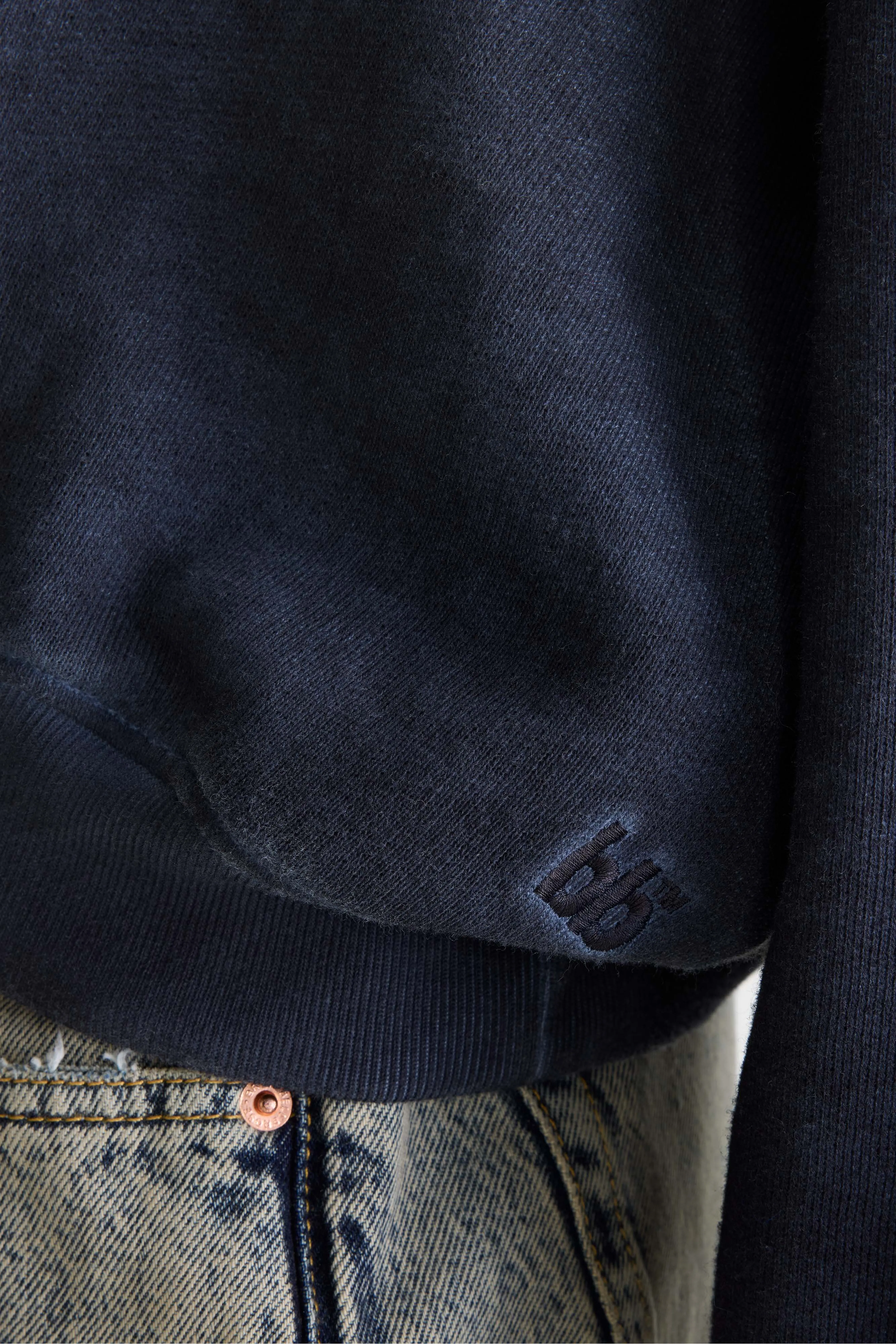 Fancy cropped crewneck sweatshirt (261 / W / NAVY) - Image 6