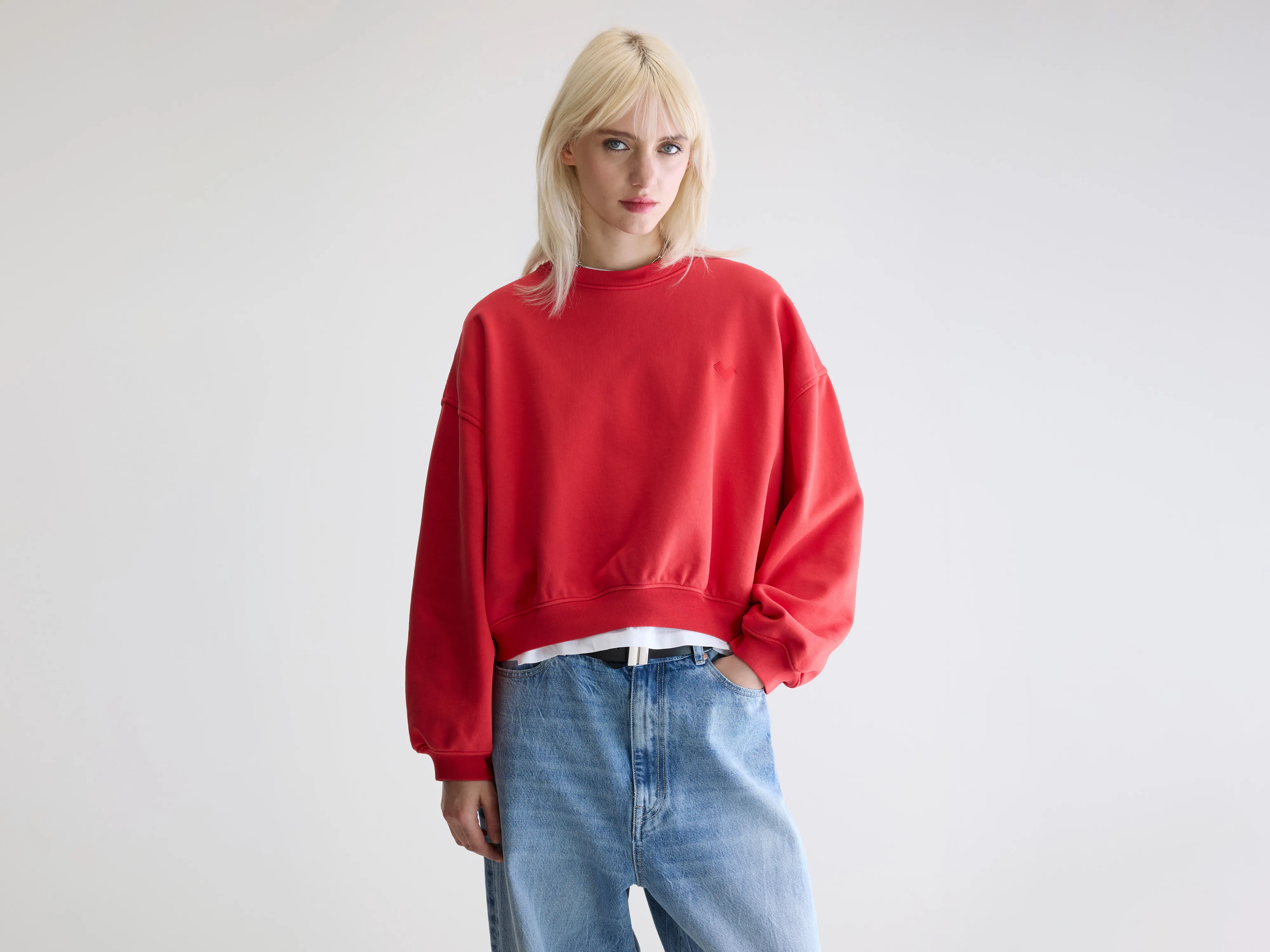 Fancy cropped crewneck sweatshirt (252 / W / SANGUINE)