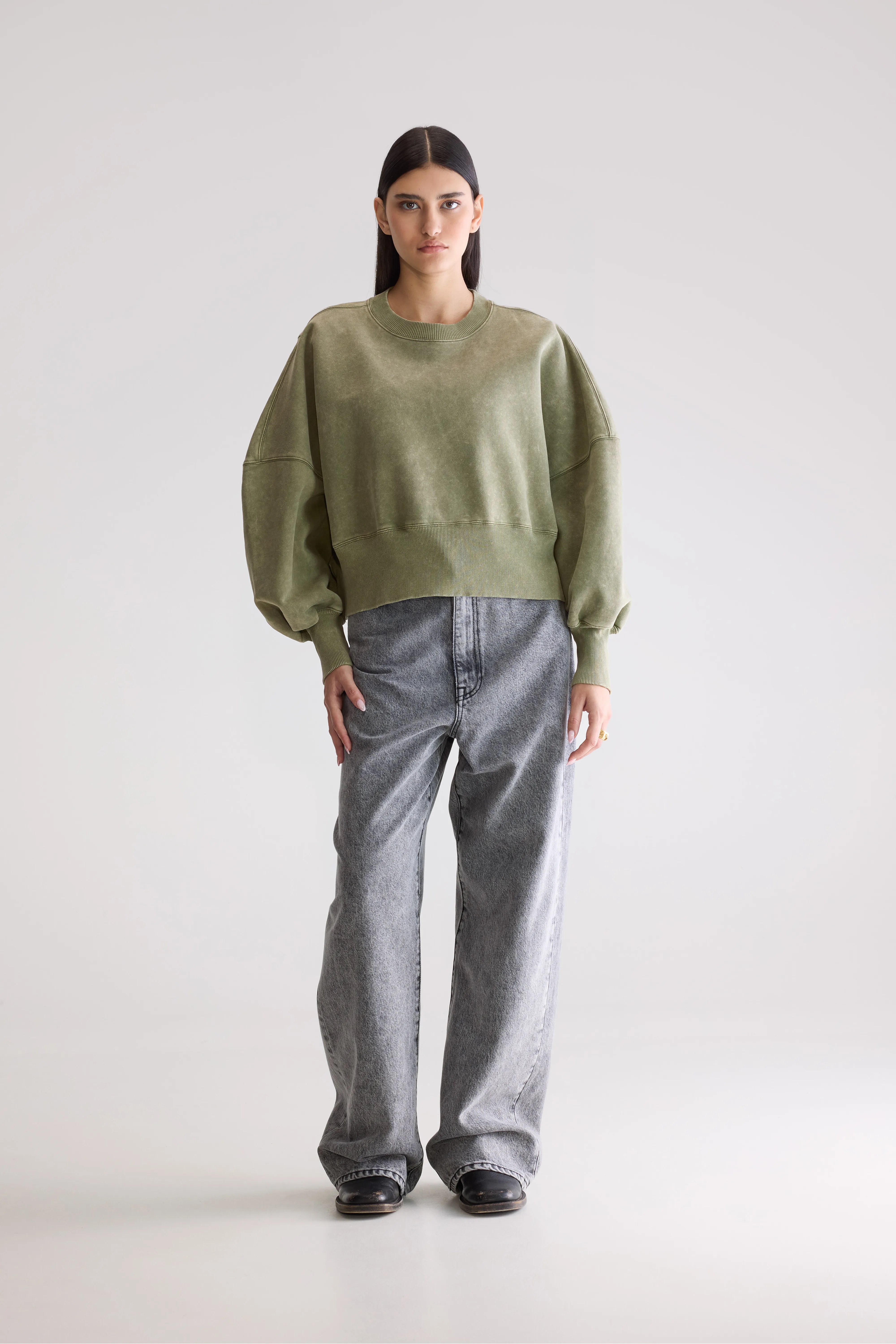 Salva cropped sweatshirt (252 / W / ARMY) - Image 3